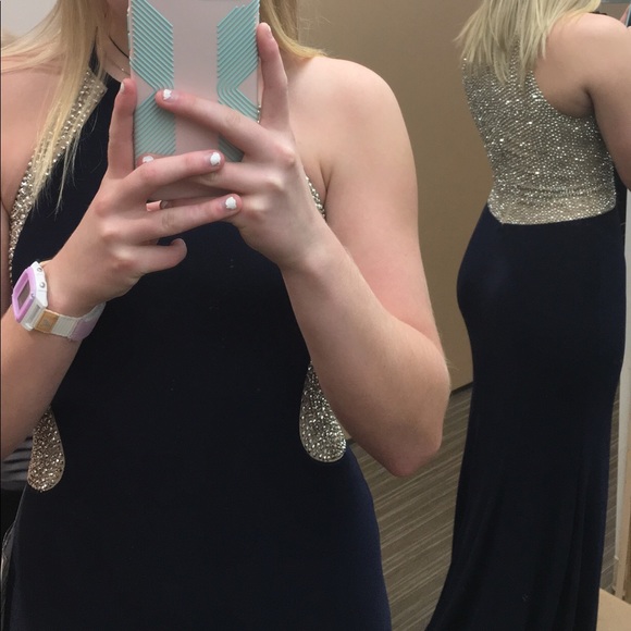 size 8 navy blue prom dress - Picture 2 of 4